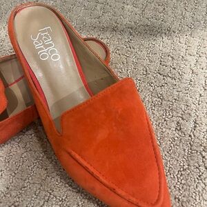 Franco Sarto Bold Orange Suede Mules